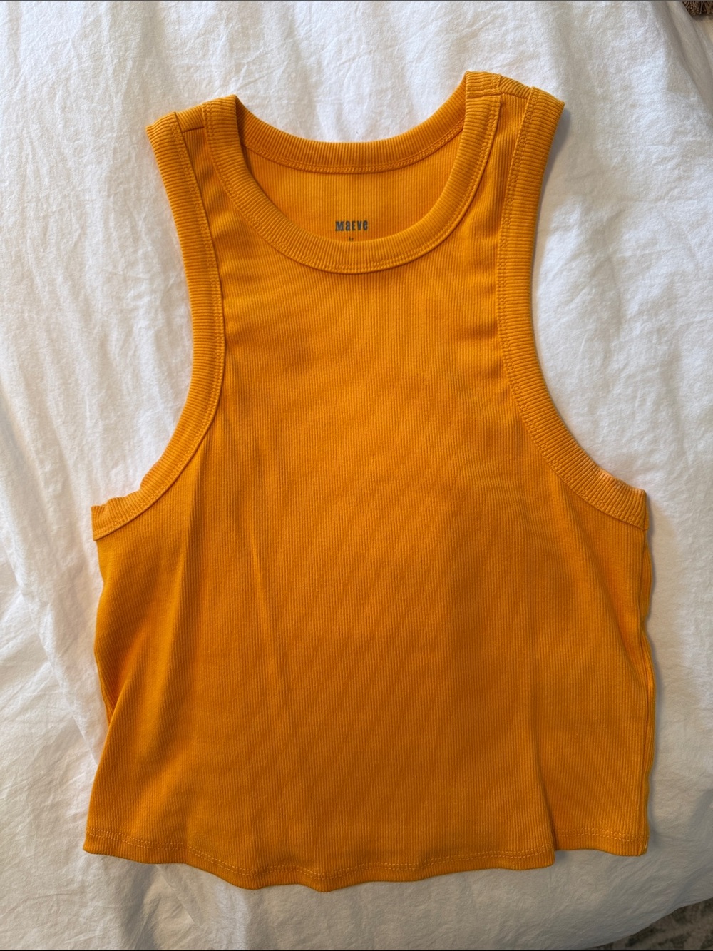 Maeve Ribbed Tank Top in Golden Yellow